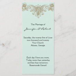 Blue Gold Cream  Lijst bruiloft programma Programmakaart