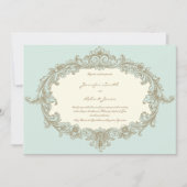 Blue Gold Cream  Lijst bruiloft uitnodiging (Voorkant)