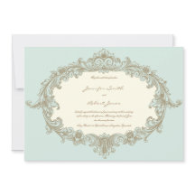 Blue Gold Cream  Lijst bruiloft uitnodiging