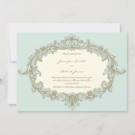 Blue Gold Cream  Lijst bruiloft uitnodiging