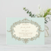 Blue Gold Cream  Lijst bruiloft uitnodiging (Staand voorkant)