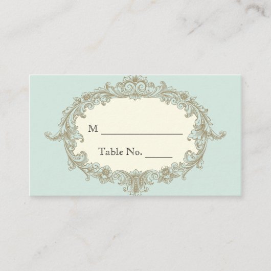 Blue Gold Cream Lijst trouwplaats kaarten Plaatskaartje (Voorkant)