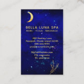 *~* Blue Gold Crescent Moon Branch Leaves Visitekaartje (Achterkant)