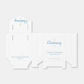 Blue Gold Cross Christening Aangepaste Bijbelvers Bedankdoosjes (Uitgevouwen)