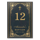 Blue Gold Cross  Elegant Boy Baptisme Kaart (Voorkant)