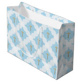 Blue Gold Cross Modern Baptisme Groot Cadeauzakje (Voorkant Gekanteld)