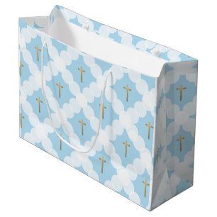 Blue Gold Cross Modern Baptisme Groot Cadeauzakje