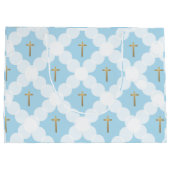 Blue Gold Cross Modern Baptisme Groot Cadeauzakje (Achterkant)