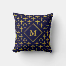 Blue Gold CROSS Monogram Kussen
