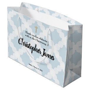 Blue Gold Cross-Personalised Baby Boy Christening Groot Cadeauzakje