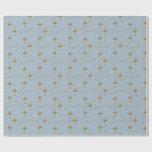 Blue Gold Cross Script-bevestiging Cadeaupapier (Vlak)