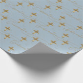Blue Gold Cross Script-bevestiging Cadeaupapier (Hoek)