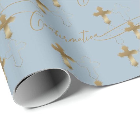 Blue Gold Cross Script-bevestiging Cadeaupapier (Rol Hoek)