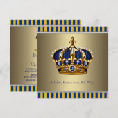 Blue Gold Crown Little Prince Baby shower Kaart (Voorkant / Achterkant)