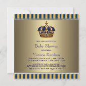 Blue Gold Crown Little Prince Baby shower Kaart (Achterkant)