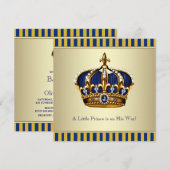 Blue Gold Crown Little Prince Baby shower Kaart (Voorkant / Achterkant)