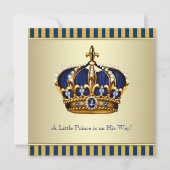 Blue Gold Crown Little Prince Baby shower Kaart (Voorkant)