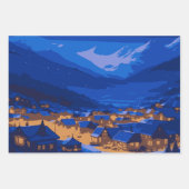 Blue Gold Custom Winter Village Christmas Inpakpapier Vel (Voorkant 2)
