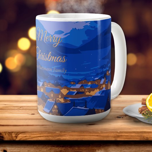 Blue Gold Custom Winter Village Christmas Koffiemok