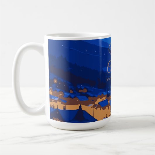 Blue Gold Custom Winter Village Christmas Koffiemok (Links)