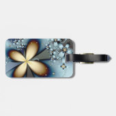 Blue Gold Cute Abstract Floral Bagagelabel (Achterkant horizontaal)