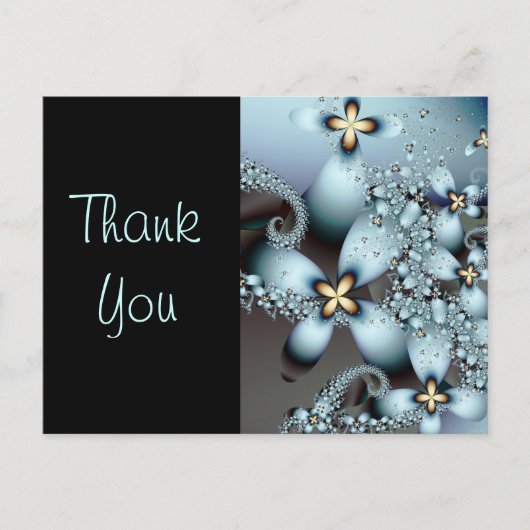 Blue Gold Cute Abstract Floral Briefkaart (Voorkant)