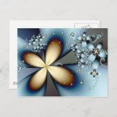 Blue Gold Cute Abstract Floral Briefkaart (Voorkant / Achterkant)