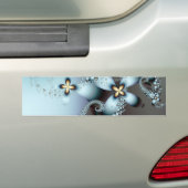 Blue Gold Cute Abstract Floral Bumpersticker (Op auto)