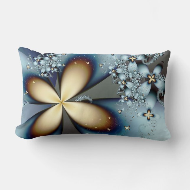 Blue Gold Cute Abstract Floral Kussen (Voorkant)