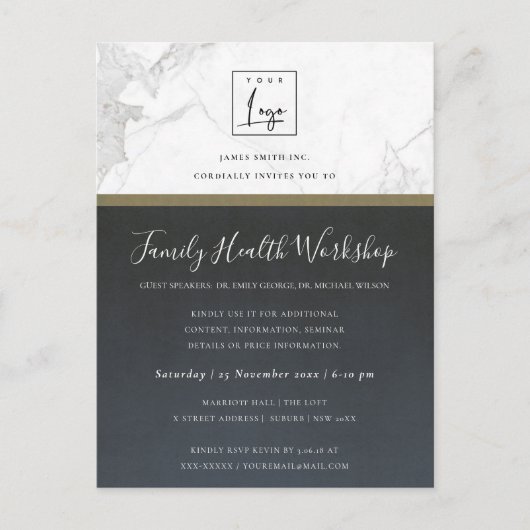 BLUE GOLD DAHLIA FLORAL WORKSHOP TALK EVENT INVITE BRIEFKAART (Voorkant)