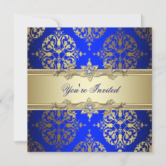 Blue Gold Damask Kaart (Voorkant)