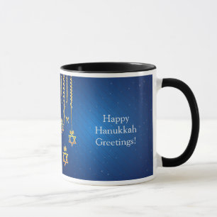 Blue/Gold Dangling Star van David Hanukkah Mok