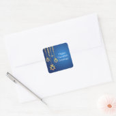 Blue/Gold Dangling Star van David Hanukkah Vierkante Sticker (Envelop)