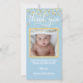Blue Gold DANK JE Baby shower BOY | FOTO Bedankkaart (Voorkant)