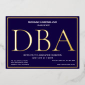 Blue Gold DBA-Afstuderen Folie Uitnodiging (Voorkant)