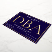 Blue Gold DBA-Afstuderen Folie Uitnodiging (Gedraaid)