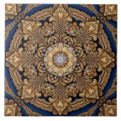 Blue Gold Decorative Ceramic Tile Tegeltje (Voorkant)