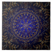 Blue Gold Decorative Ceramic Tile Tegeltje (Voorkant)