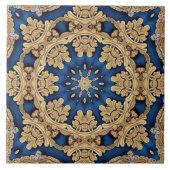 Blue Gold Decorative Ceramic Tile Tegeltje (Voorkant)