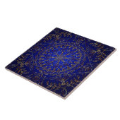 Blue Gold Decorative Ceramic Tile Tegeltje (Zijkant)