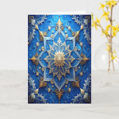 Blue Gold Decorative Holiday Card Kaart (Gele Bloem)