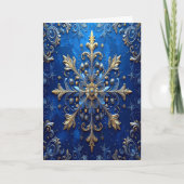 Blue Gold Decorative Holiday Card Kaart (Voorkant)