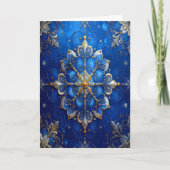 Blue Gold Decorative Holiday Card Kaart (Voorkant)
