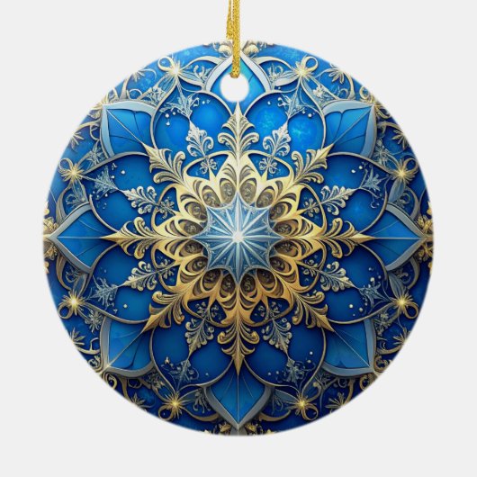 Blue Gold Decorative Holiday Ornament (Achterkant)