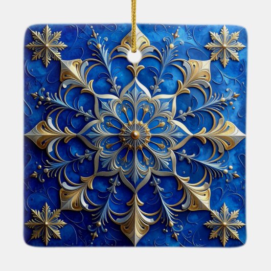 Blue Gold Decorative Holiday Ornament (Achterkant)