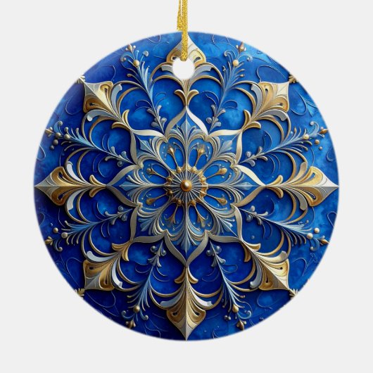 Blue Gold Decorative Holiday Ornament (Achterkant)
