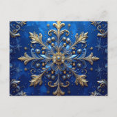 Blue Gold Decorative Holiday Postcard Briefkaart (Voorkant)