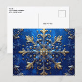 Blue Gold Decorative Holiday Postcard Briefkaart (Voorkant / Achterkant)