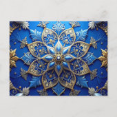 Blue Gold Decorative Holiday Postcard Briefkaart (Voorkant)