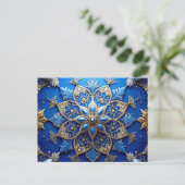 Blue Gold Decorative Holiday Postcard Briefkaart (Staand voorkant)